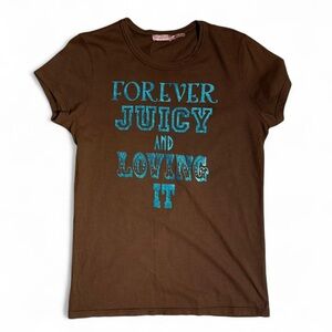 Vintage Juicy Couture Forever Juicy and Loving It Brown T-Shirt